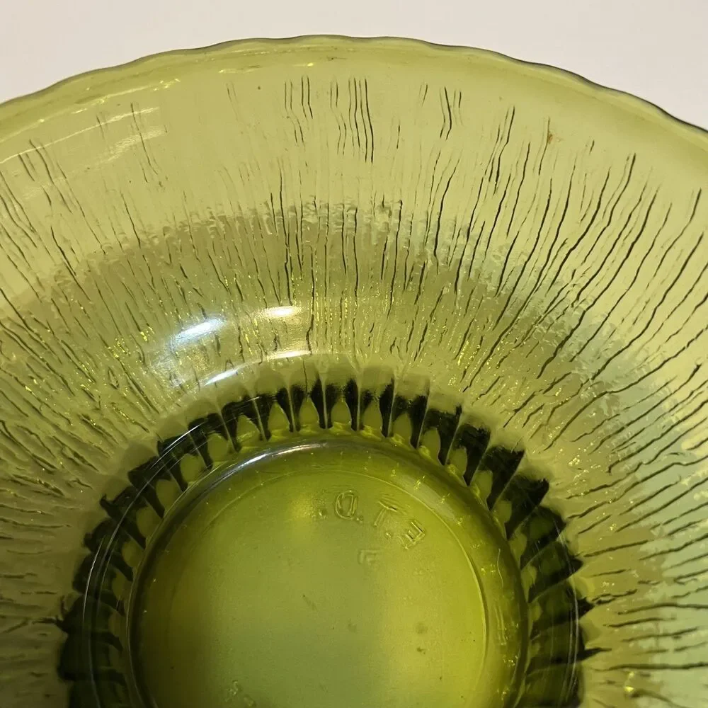 FTD Avocado Green Pressed Glass Florist 6.75
